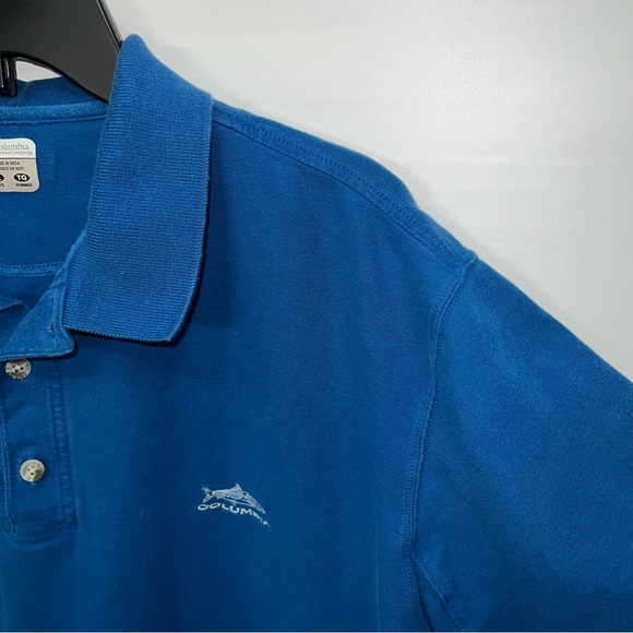 Columbia Button Up Adult XL Mens Blue Short Sleeve 100% Cotton Polo - Picture 7 of 16